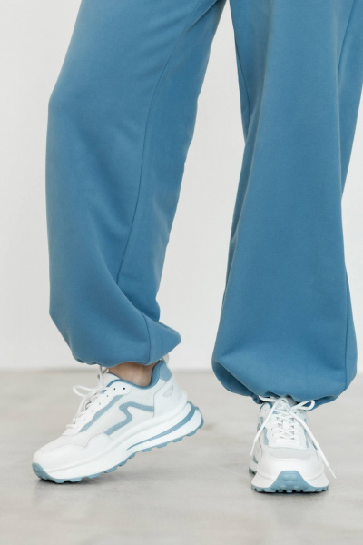 Комплект из футера с велюром: брюки и джемпер для повседневного стиля Twok 400807 деним - фото 5