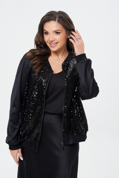 Бомбер с пайетками и сатиновым эффектом на подкладке Takka Plus 24-243 - фото 1