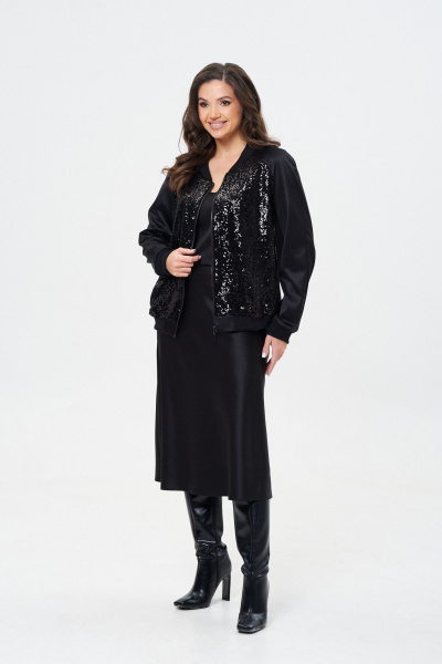 Бомбер с пайетками и сатиновым эффектом на подкладке Takka Plus 24-243 - фото 4