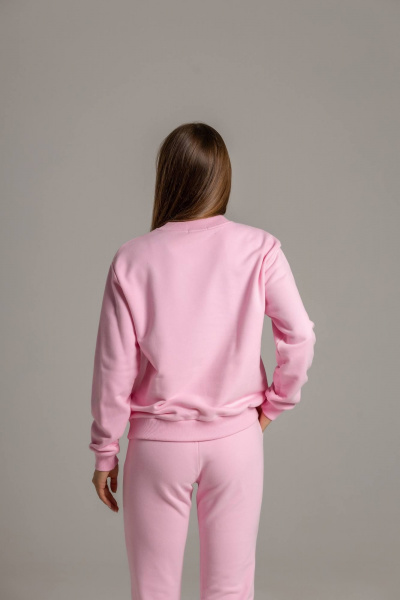 Розовый спортивный костюм из футера с велюром: свитшот и брюки на манжете Twok 400835 сакура - фото 4