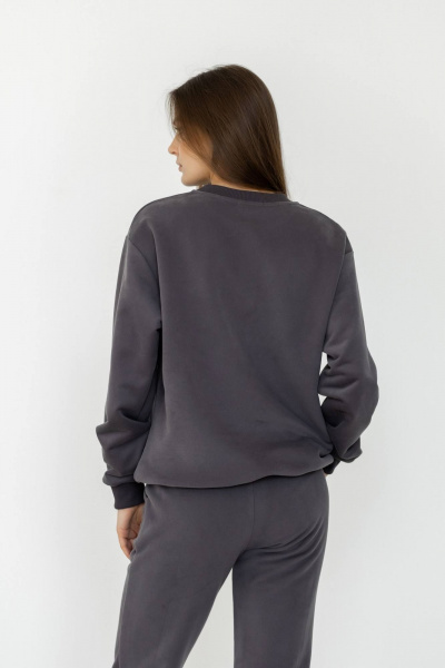 Комплект из футера с велюром: свитшот и джоггеры для активного образа Twok 400836 графит - фото 7