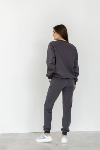 Комплект из футера с велюром: свитшот и джоггеры для активного образа Twok 400836 графит - фото 3