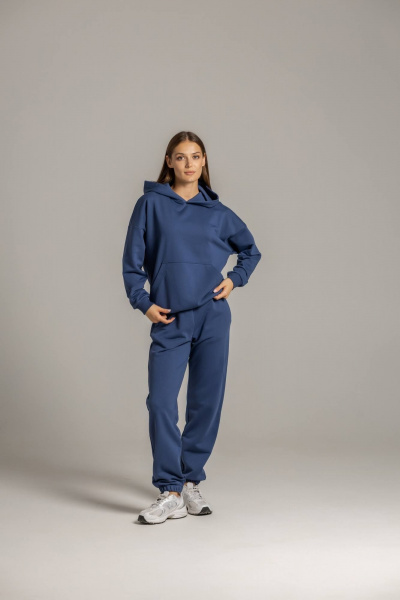 Демисезонный спортивный костюм из футера с джоггерами Twok 500701 индиго - фото 2