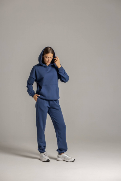 Демисезонный спортивный костюм из футера с джоггерами Twok 500701 индиго - фото 1