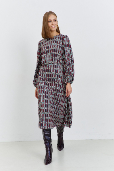 Платье из текстиля полуприлегающего силуэта с пуговицами AG Green G541/1 терракотовый - фото 1