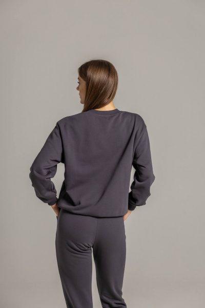 Демисезонный костюм из футера с брюками и свитшотом Twok 500702 графит - фото 4