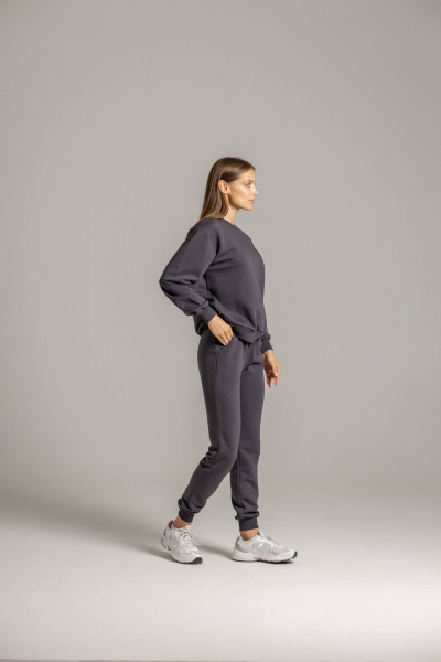 Демисезонный костюм из футера с брюками и свитшотом Twok 500702 графит - фото 2