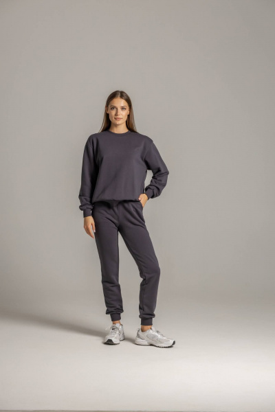 Демисезонный костюм из футера с брюками и свитшотом Twok 500702 графит - фото 1