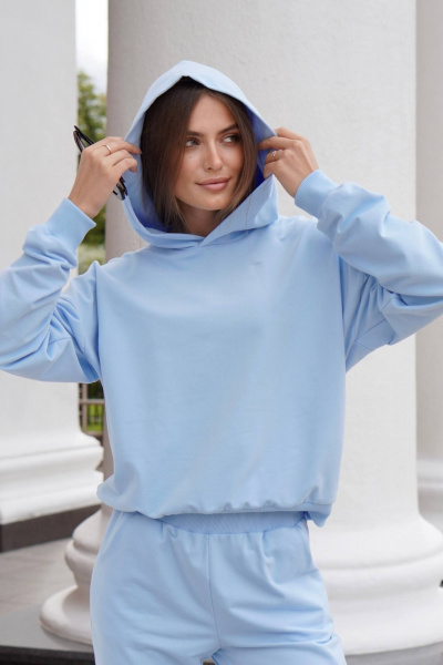 Голубой спорт-комплект из футера с худи и брюками Twok 500806 небесно-голубой - фото 2