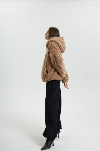 Бежевый бомбер из мохнатого трикотажа и брюки палаццо Twok 880008 бежевый - фото 7