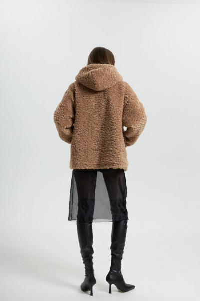 Бежевый бомбер из мохнатого трикотажа и брюки палаццо Twok 880008 бежевый - фото 4