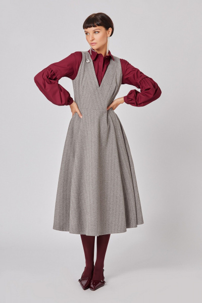 Классический сарафан из текстиля с V-образным вырезом Rivoli 7171 - фото 1