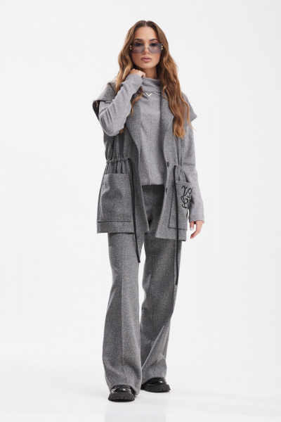 Жилет прямого силуэта с кулисой и декоративной вышивкой Vesnaletto 4022 - фото 7