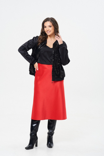 Юбка сатиновая расклешенная по косой с застежкой Takka Plus 24-236/1 - фото 5