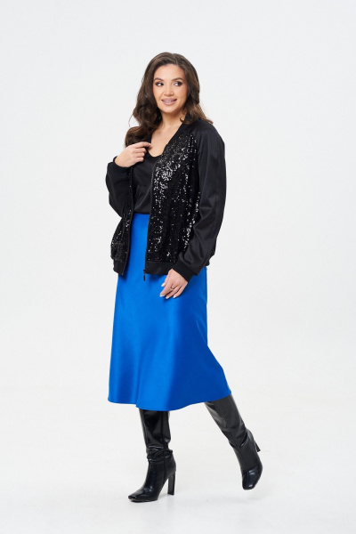 Юбка сатиновая расклешенная по косой с застежкой Takka Plus 24-236/2 - фото 8