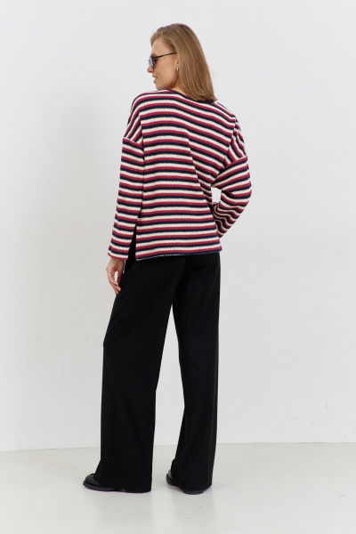 Джемпер из трикотажа с застежкой на молнию и пуговицей AG Green G539/9 цветная_полоска - фото 9