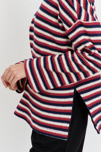 Джемпер из трикотажа с застежкой на молнию и пуговицей AG Green G539/9 цветная_полоска - фото 6