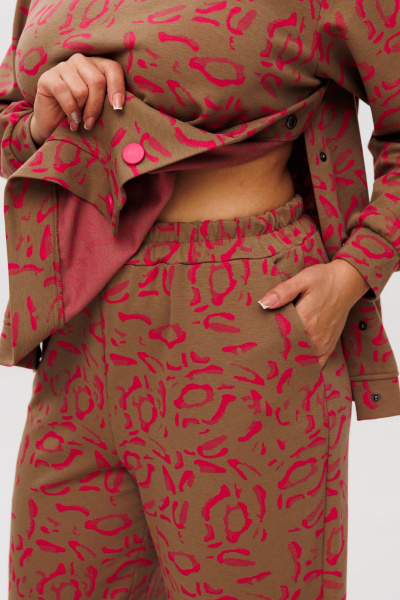 Костюм из брюк палаццо и свободного свитшота с принтом Anelli 1494 фуксия - фото 5