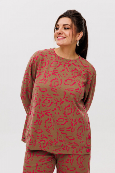 Костюм из брюк палаццо и свободного свитшота с принтом Anelli 1494 фуксия - фото 2