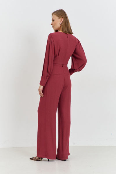 Брюки прямые на поясе с заутюженными складками AG Green G536/6 терракотовый - фото 5