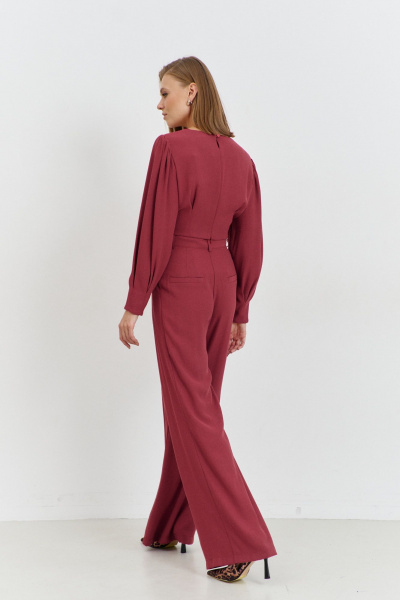 Блуза полуприлегающего силуэта с короткими рукавами и воротником AG Green G536/3 терракотовый - фото 3