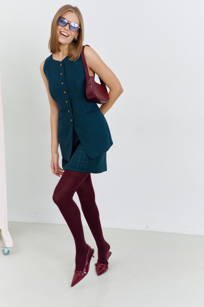 Юбка короткая на обтачке с талиевыми вытачками AG Green G532/8 зеленый - фото 10