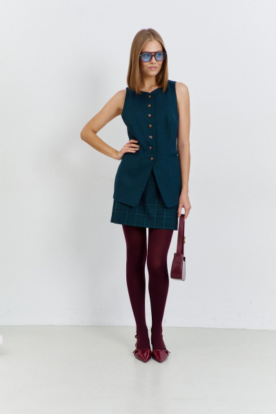 Юбка короткая на обтачке с талиевыми вытачками AG Green G532/8 зеленый - фото 6