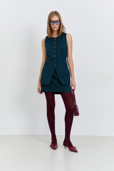 Юбка короткая на обтачке с талиевыми вытачками AG Green G532/8 зеленый - фото 5