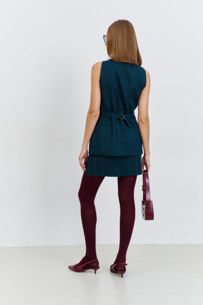 Демисезонный жилет из текстиля с прорезными карманами AG Green G532/5 сине-зеленая_клетка - фото 3