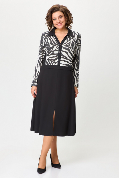 Платье с цветными вставками из трикотажа и текстиля DaLi 5720 - фото 1