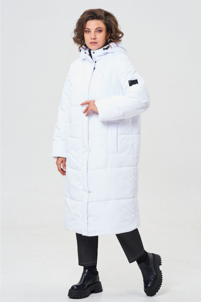 Пальто прямое с капюшоном из плащевой ткани Andina city 7013-24 белый - фото 7