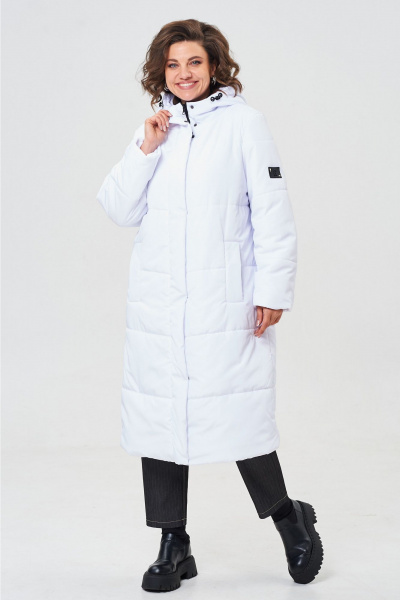 Пальто прямое с капюшоном из плащевой ткани Andina city 7013-24 белый - фото 4