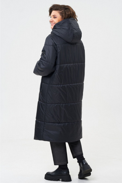 Пальто прямое с капюшоном из плащевой ткани Andina city 7013-24 черный - фото 2