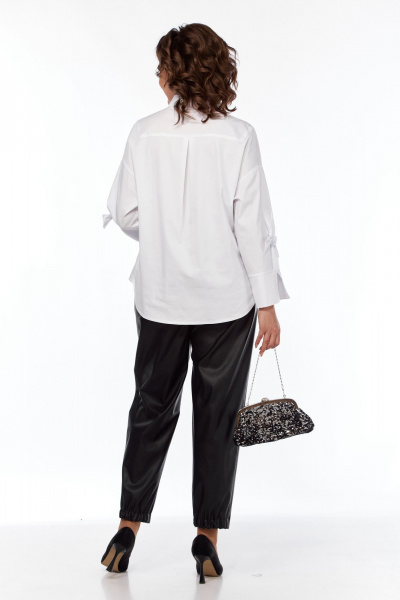 Рубашка длинная со спущенным плечом из хлопка и текстиля Grace for you 009 белый - фото 5