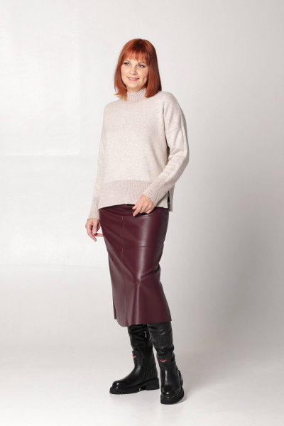 Юбка трапеция из экокожи на потайной молнии Соджи 520 бордовый - фото 6