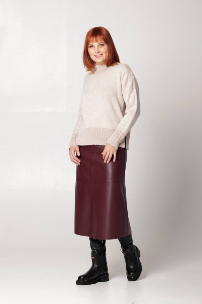Юбка трапеция из экокожи на потайной молнии Соджи 520 бордовый - фото 5