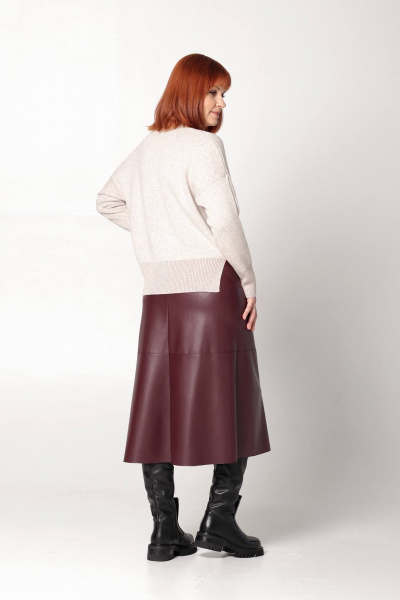 Юбка трапеция из экокожи на потайной молнии Соджи 520 бордовый - фото 4