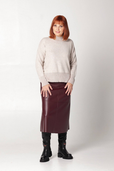Юбка трапеция из экокожи на потайной молнии Соджи 520 бордовый - фото 3