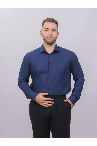 Деловая рубашка из хлопка с классическим воротником Nadex 01-088611/201-24 темно-синий_мини-оксфорд - фото 1