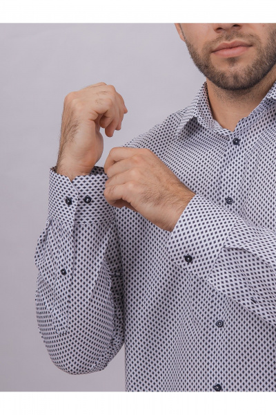 Рубашка с длинным рукавом и классическим стильным силуэтом Nadex 01-088812/501-24 бело-темно-синий - фото 9