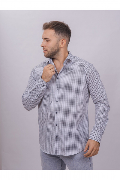 Рубашка с длинным рукавом и классическим стильным силуэтом Nadex 01-088812/501-24 бело-темно-синий - фото 5