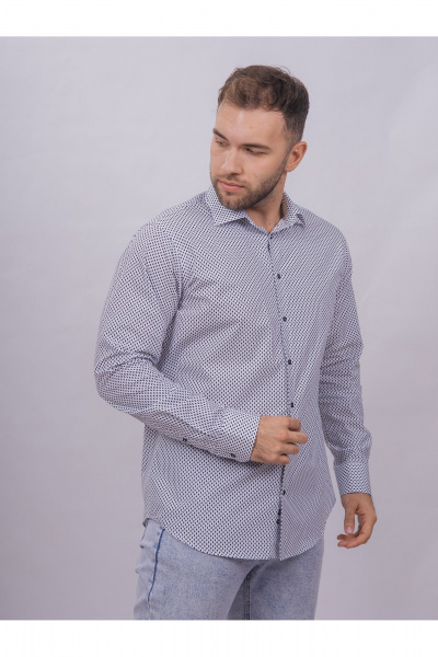 Рубашка с длинным рукавом и классическим стильным силуэтом Nadex 01-088812/501-24 бело-темно-синий - фото 4