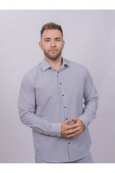 Рубашка с длинным рукавом и классическим стильным силуэтом Nadex 01-088812/501-24 бело-темно-синий - фото 3