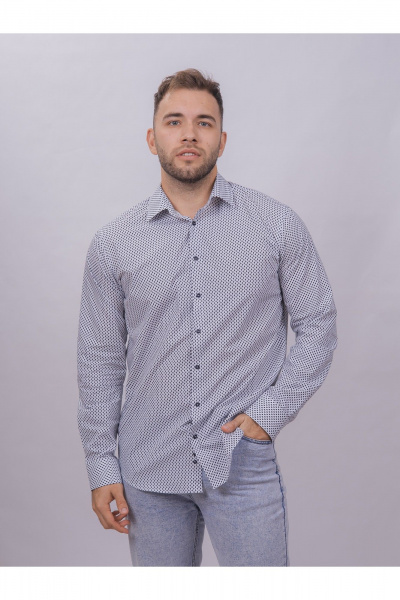 Рубашка с длинным рукавом и классическим стильным силуэтом Nadex 01-088812/501-24 бело-темно-синий - фото 1