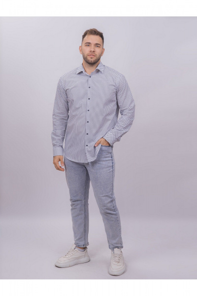 Рубашка с длинным рукавом и классическим стильным силуэтом Nadex 01-088812/501-24 бело-темно-синий - фото 2