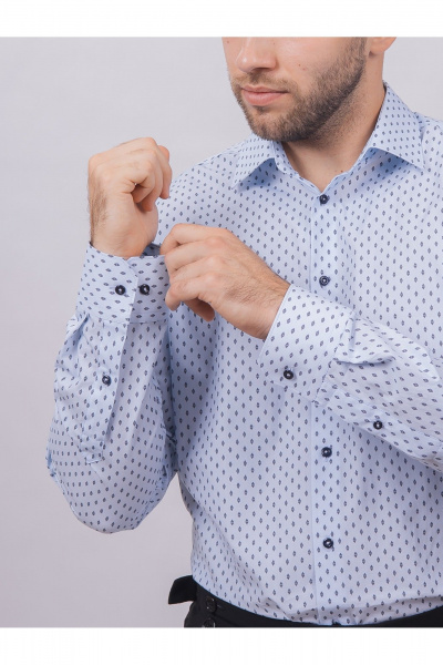 Рубашка деловая из хлопкового текстиля с классическим воротником Nadex 01-088812/501-24 голубо-темно-синий - фото 9