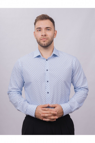 Рубашка деловая из хлопкового текстиля с классическим воротником Nadex 01-088812/501-24 голубо-темно-синий - фото 5