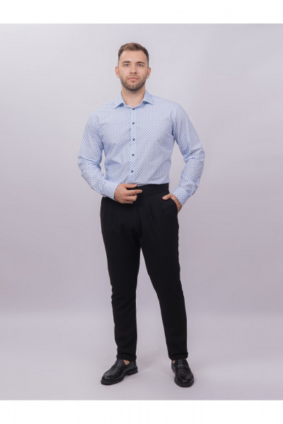 Рубашка деловая из хлопкового текстиля с классическим воротником Nadex 01-088812/501-24 голубо-темно-синий - фото 3