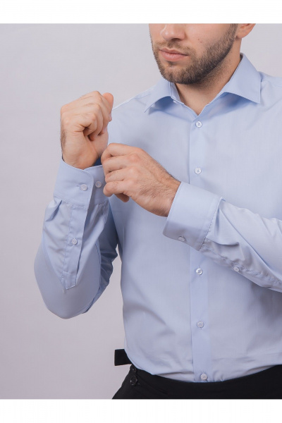 Голубая классическая рубашка из хлопка с длинным рукавом Nadex 01-094811/204-24 светло-голубой - фото 8