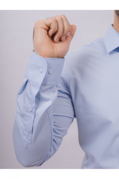 Голубая классическая рубашка из хлопка с длинным рукавом Nadex 01-094811/204-24 светло-голубой - фото 7